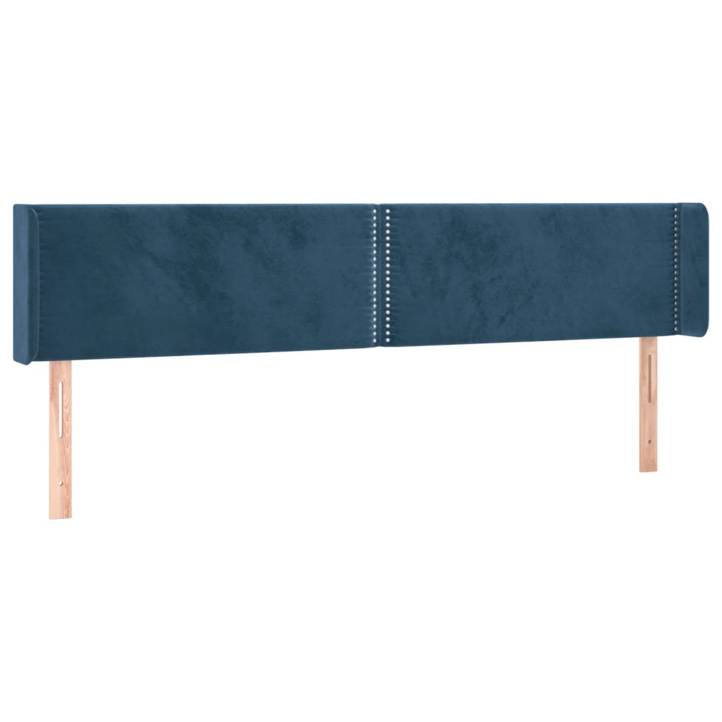 Testiera ad Orecchio Blu Scuro 163x16x78/88 cm in Velluto