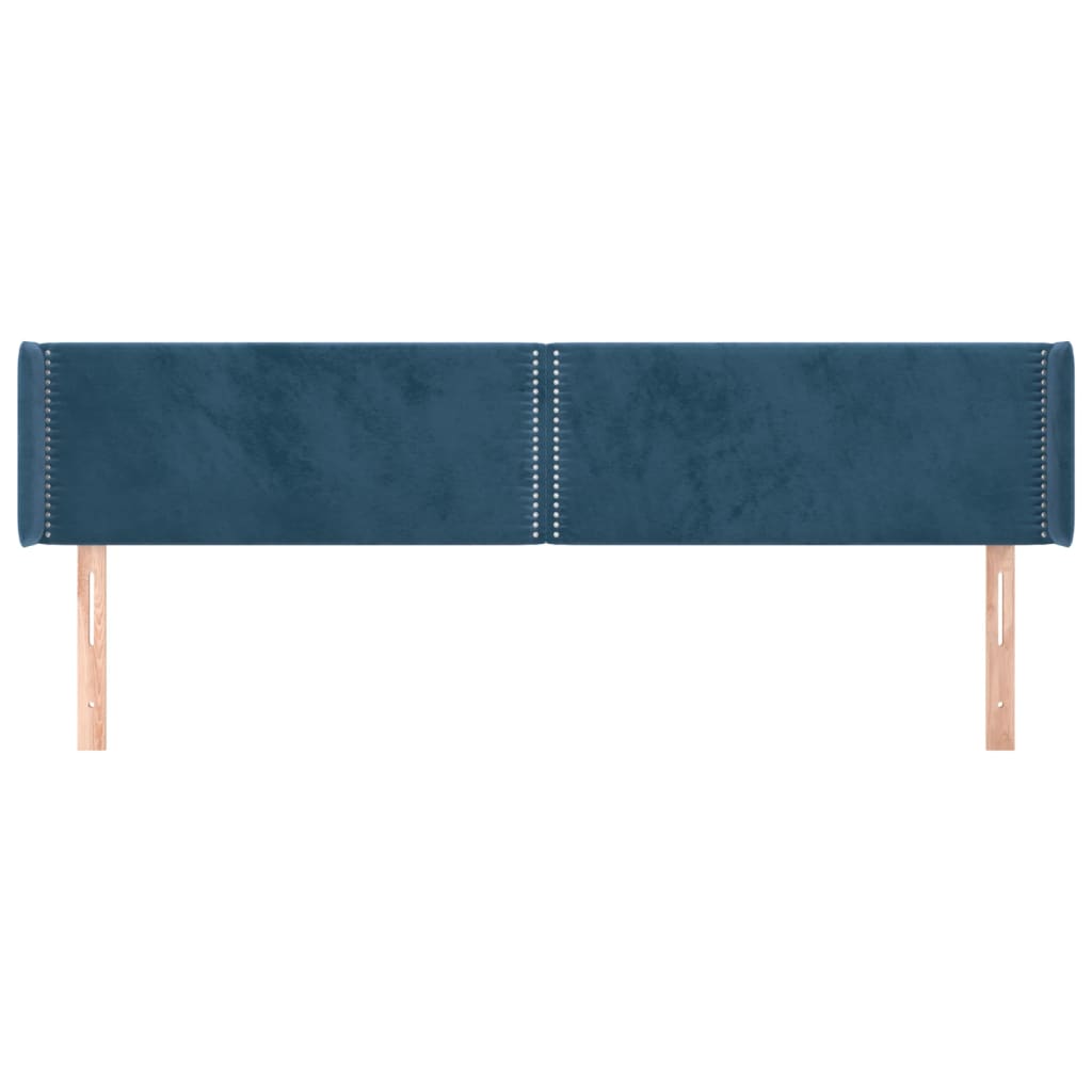 Testiera ad Orecchio Blu Scuro 163x16x78/88 cm in Velluto