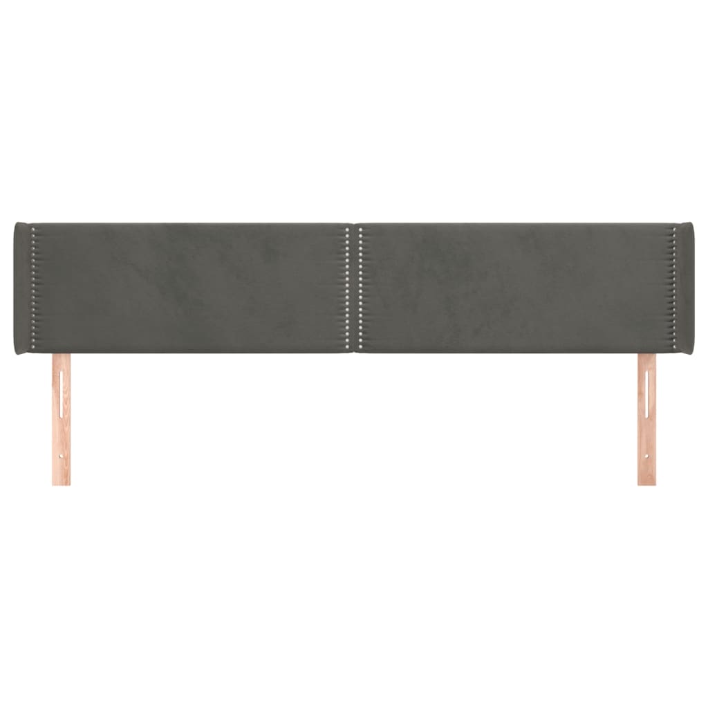 Testiera ad Orecchio Grigio Scuro 183x16x78/88 cm in Velluto