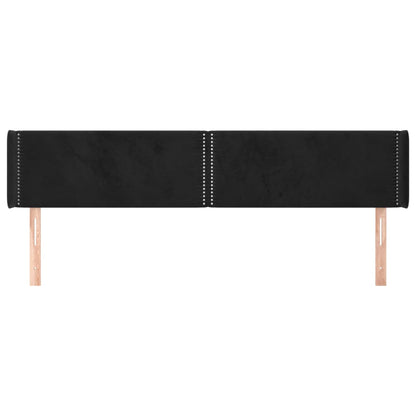 Testiera ad Orecchio Nera 183x16x78/88 cm in Velluto