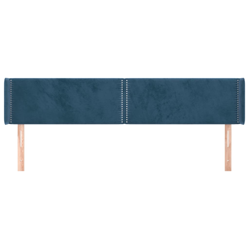 Testiera ad Orecchio Blu Scuro 183x16x78/88 cm in Velluto