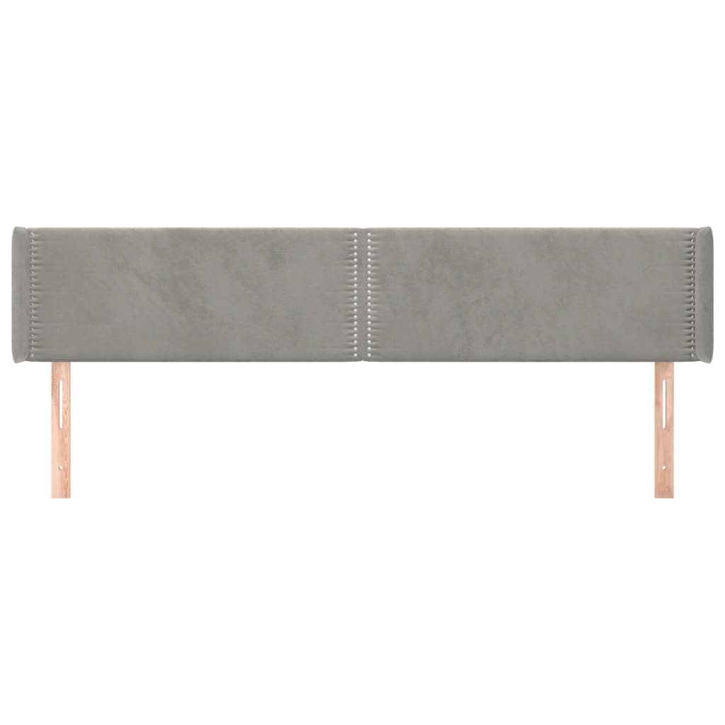 Testiera ad Orecchio Grigio Chiaro 203x16x78/88 cm in Velluto