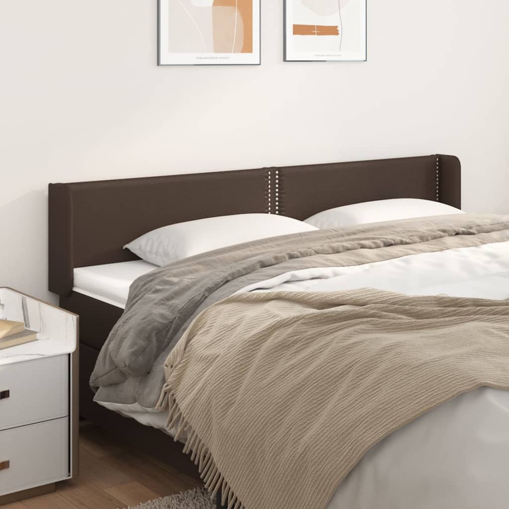 Testiera ad Orecchio Marrone 183x16x78/88 cm in Similpelle