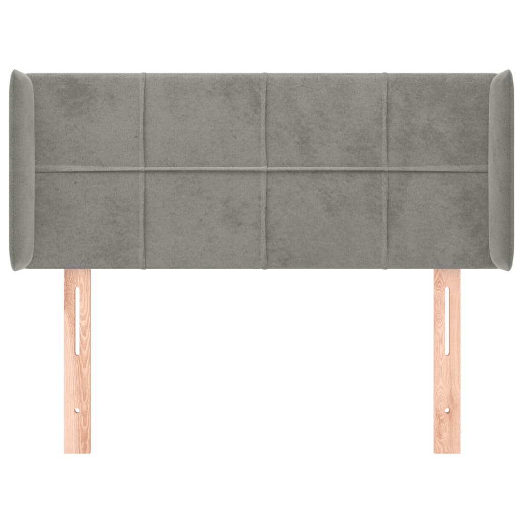 Testiera ad Orecchio Grigio Chiaro 83x16x78/88 cm in Velluto