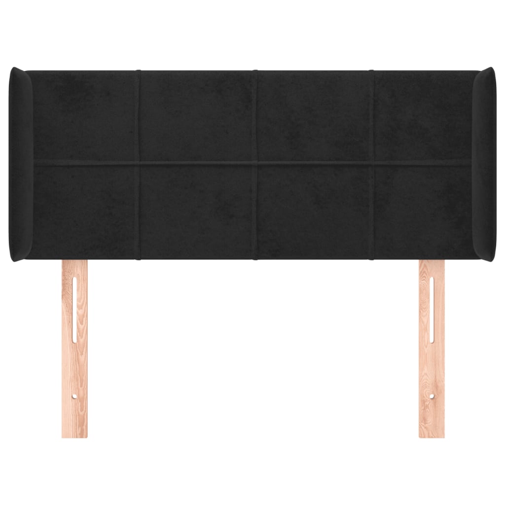 Testiera ad Orecchio Nera 83x16x78/88 cm in Velluto