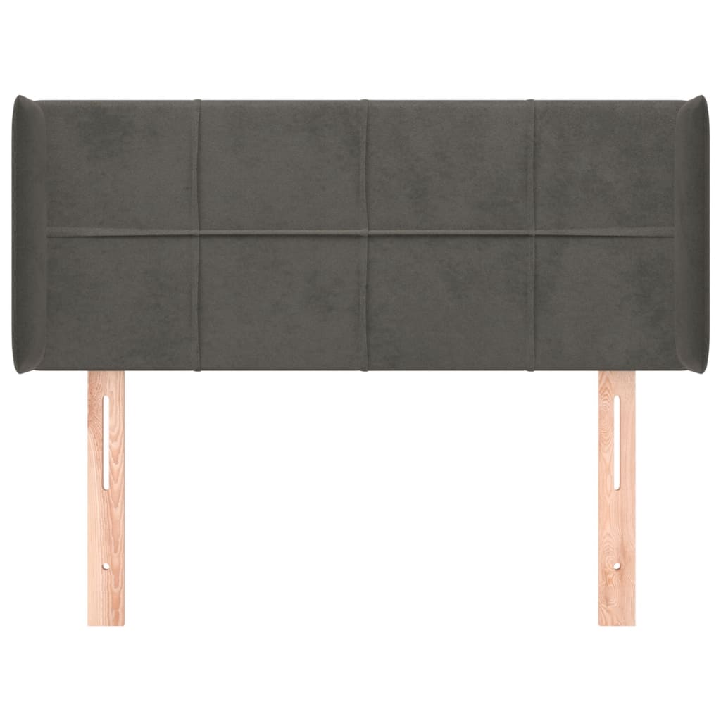 Testiera ad Orecchio Grigio Scuro 93x16x78/88 cm in Velluto