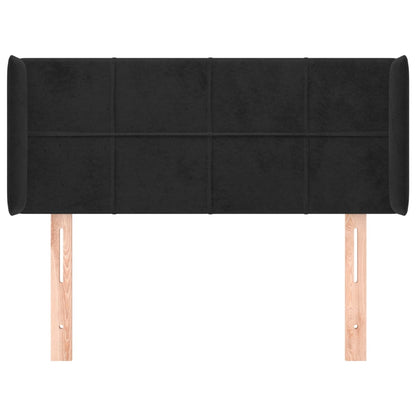 Testiera ad Orecchio Nera 93x16x78/88 cm in Velluto