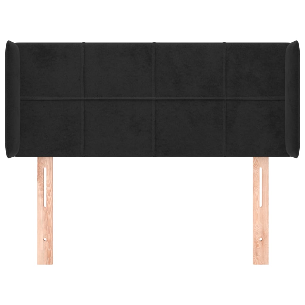 Testiera ad Orecchio Nera 93x16x78/88 cm in Velluto