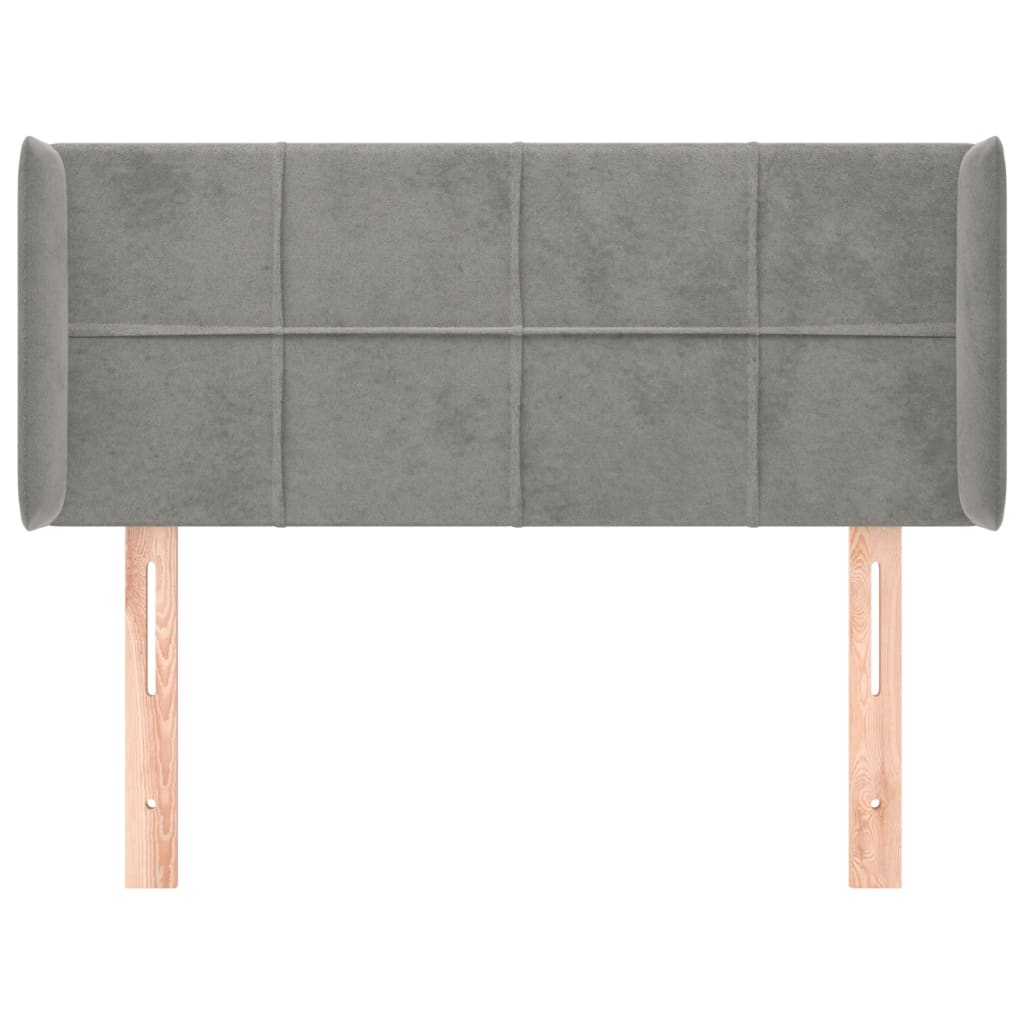 Testiera ad Orecchio Grigio Chiaro 103x16x78/88 cm in Velluto