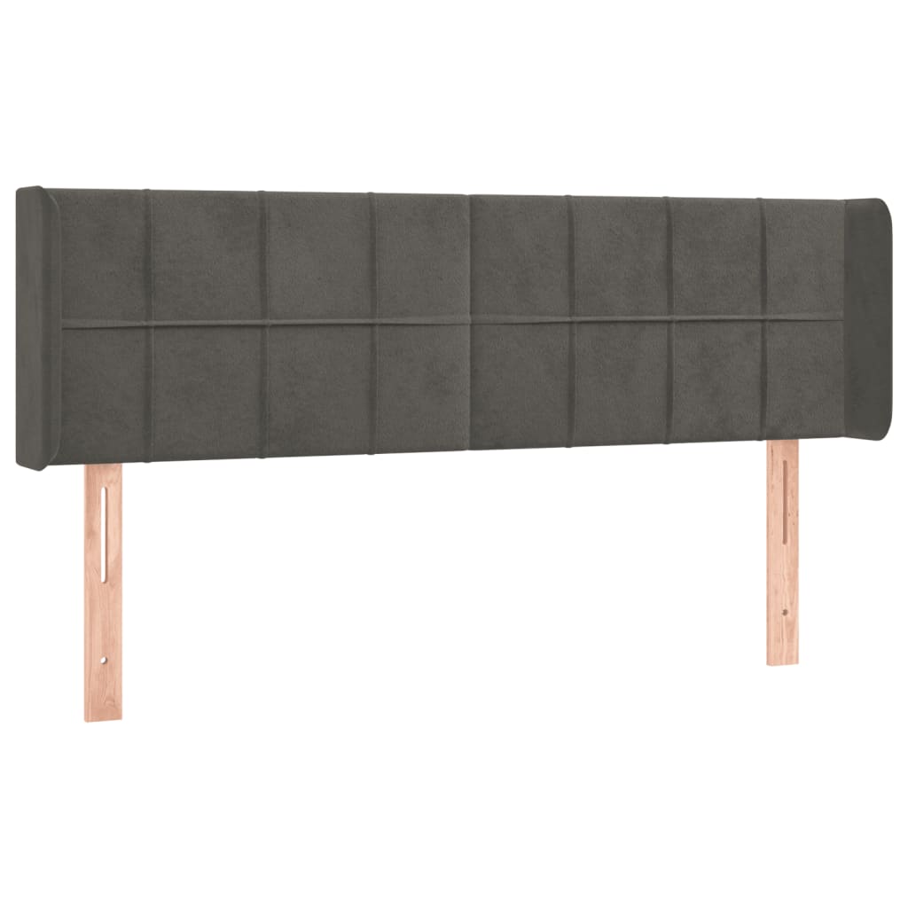 Testiera ad Orecchio Grigio Scuro 147x16x78/88 cm in Velluto