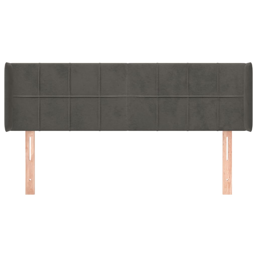 Testiera ad Orecchio Grigio Scuro 147x16x78/88 cm in Velluto