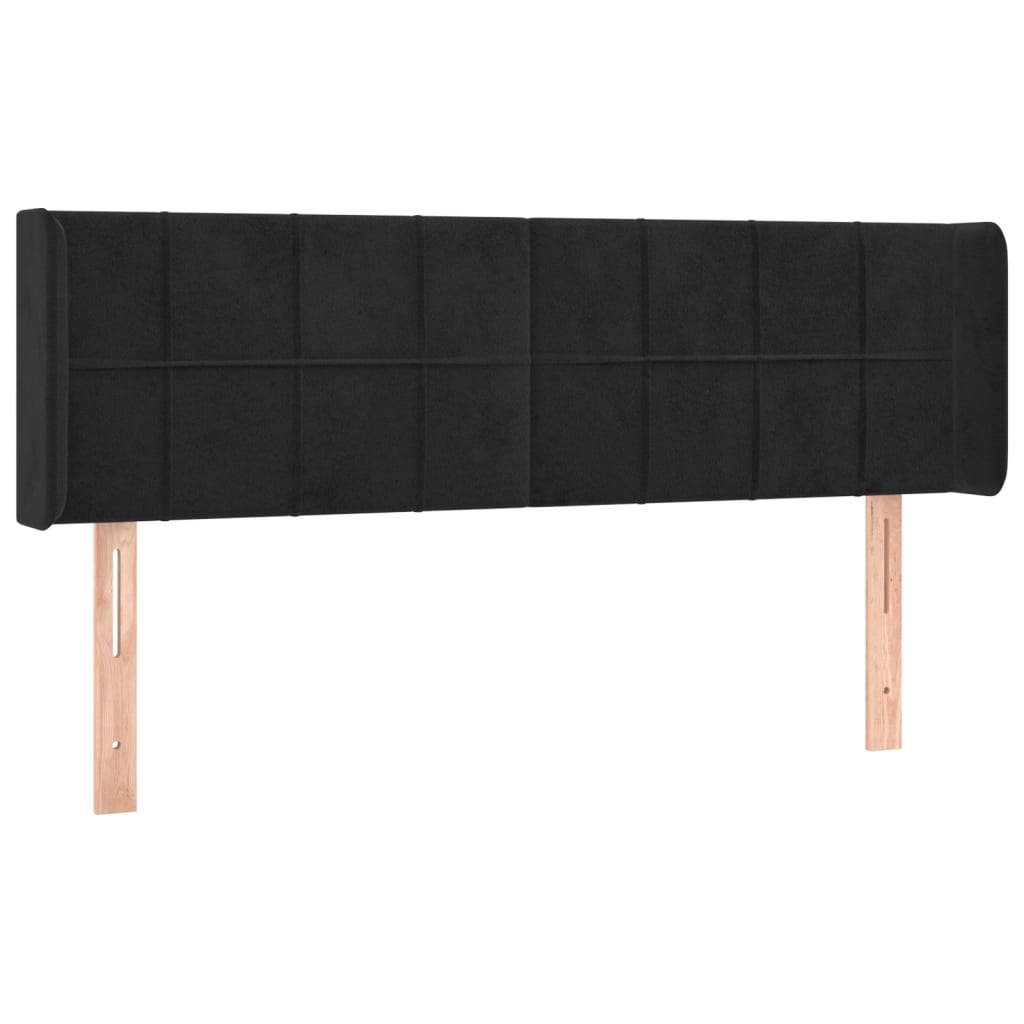 Testiera ad Orecchio Nera 147x16x78/88 cm in Velluto