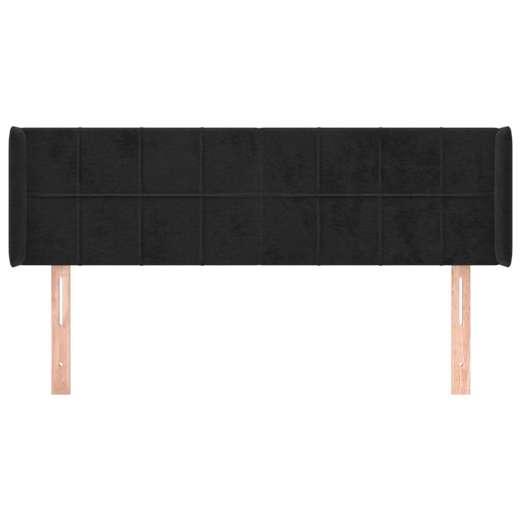 Testiera ad Orecchio Nera 147x16x78/88 cm in Velluto
