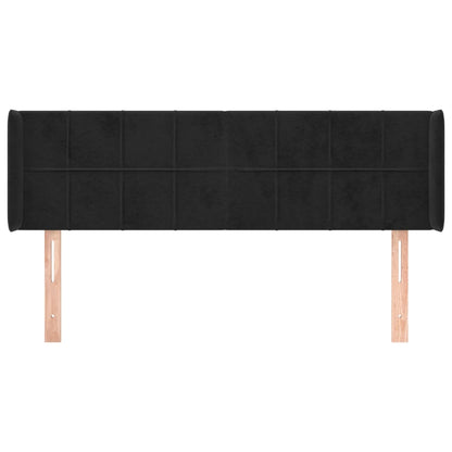Testiera ad Orecchio Nera 147x16x78/88 cm in Velluto