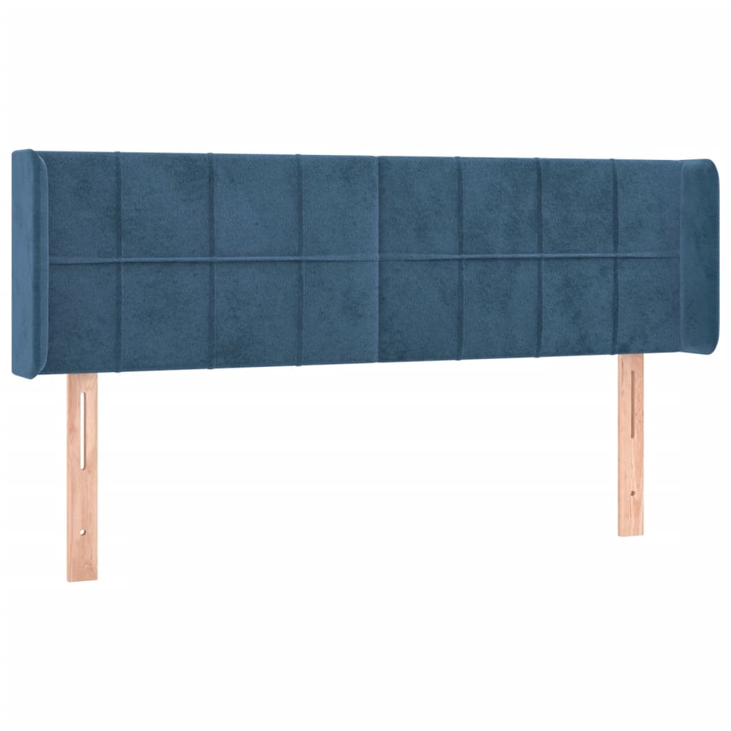 Testiera ad Orecchio Blu Scuro 147x16x78/88 cm in Velluto