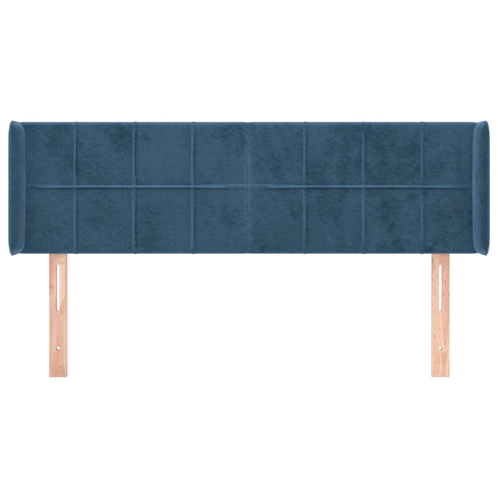 Testiera ad Orecchio Blu Scuro 147x16x78/88 cm in Velluto