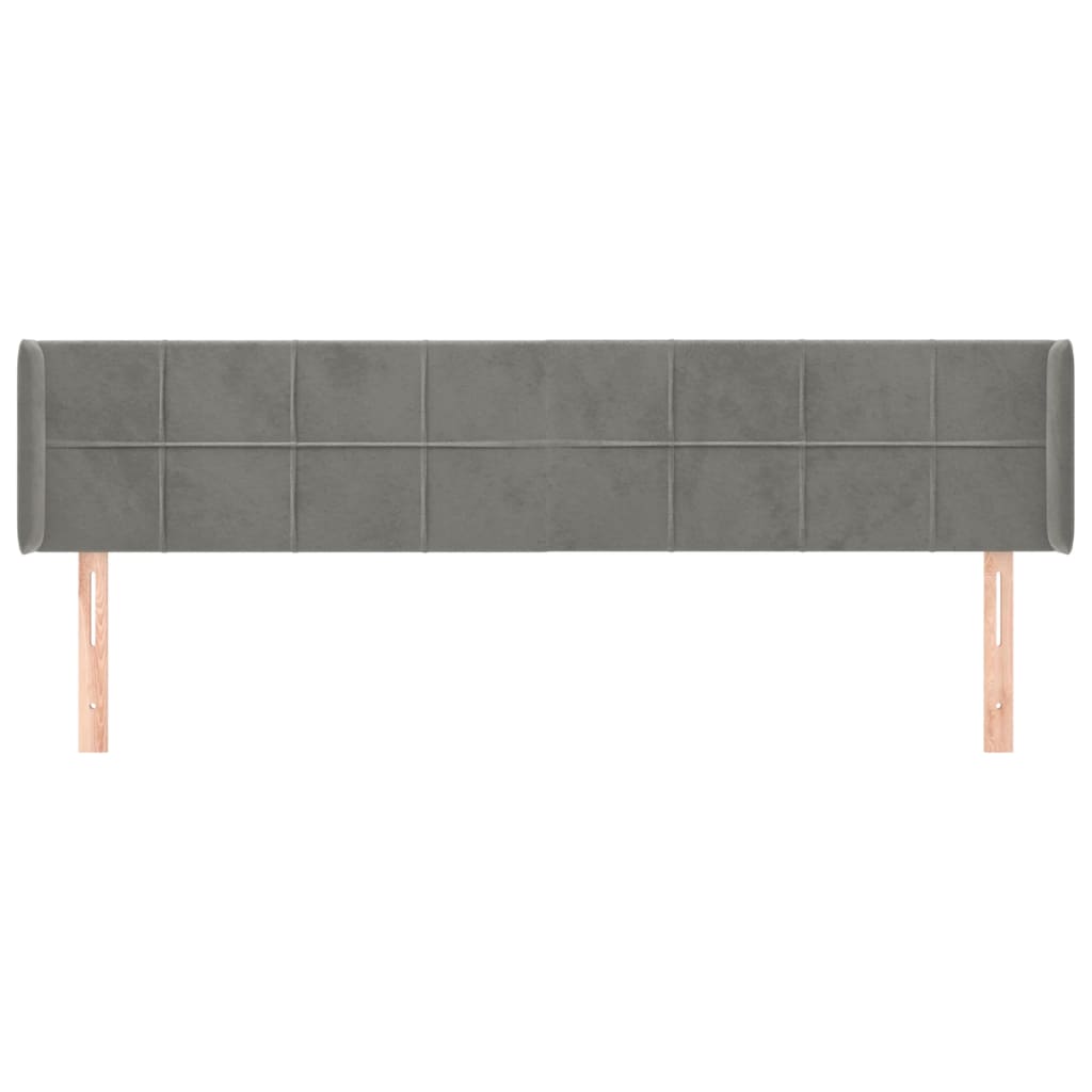 Testiera ad Orecchio Grigio Chiaro 163x16x78/88 cm in Velluto