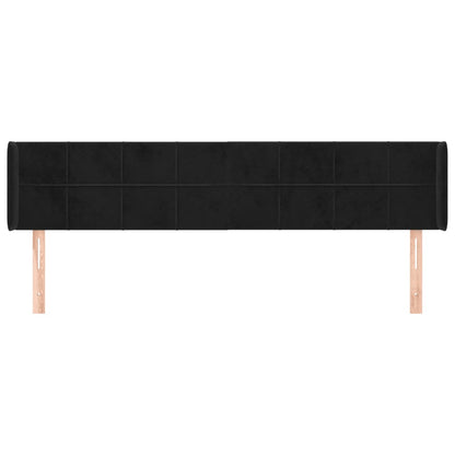 Testiera ad Orecchio Nera 163x16x78/88 cm in Velluto