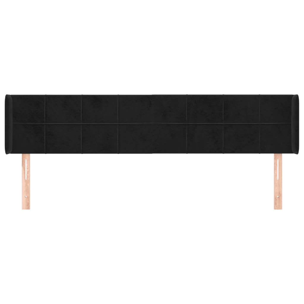 Testiera ad Orecchio Nera 163x16x78/88 cm in Velluto