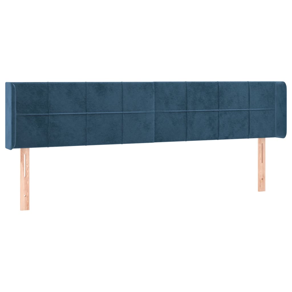 Testiera ad Orecchio Blu Scuro 163x16x78/88 cm in Velluto