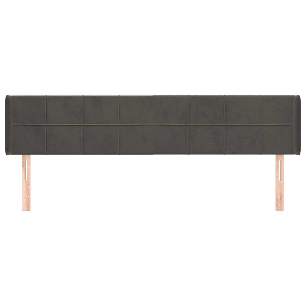 Testiera ad Orecchio Grigio Scuro 183x16x78/88 cm in Velluto
