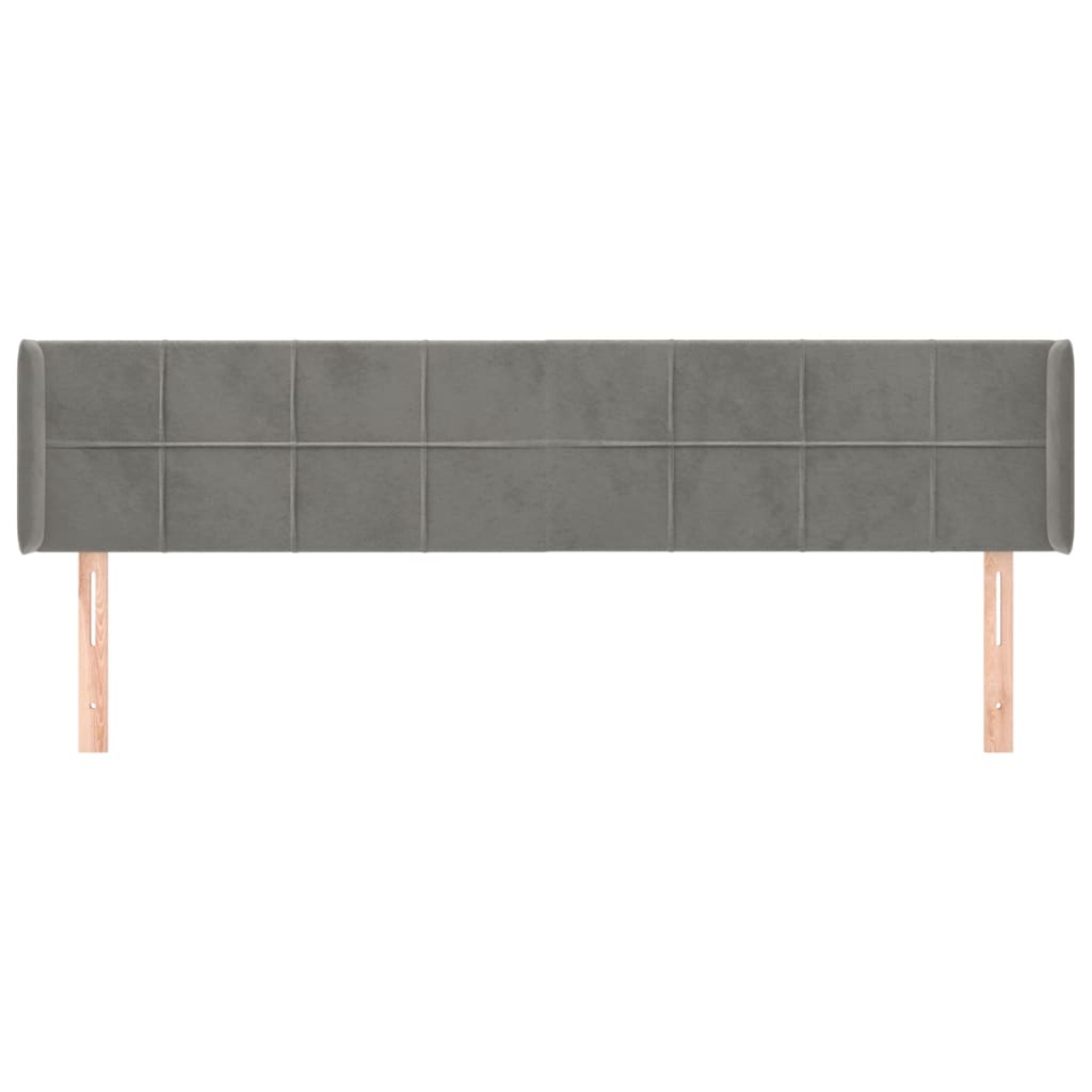 Testiera ad Orecchio Grigio Chiaro 203x16x78/88 cm in Velluto