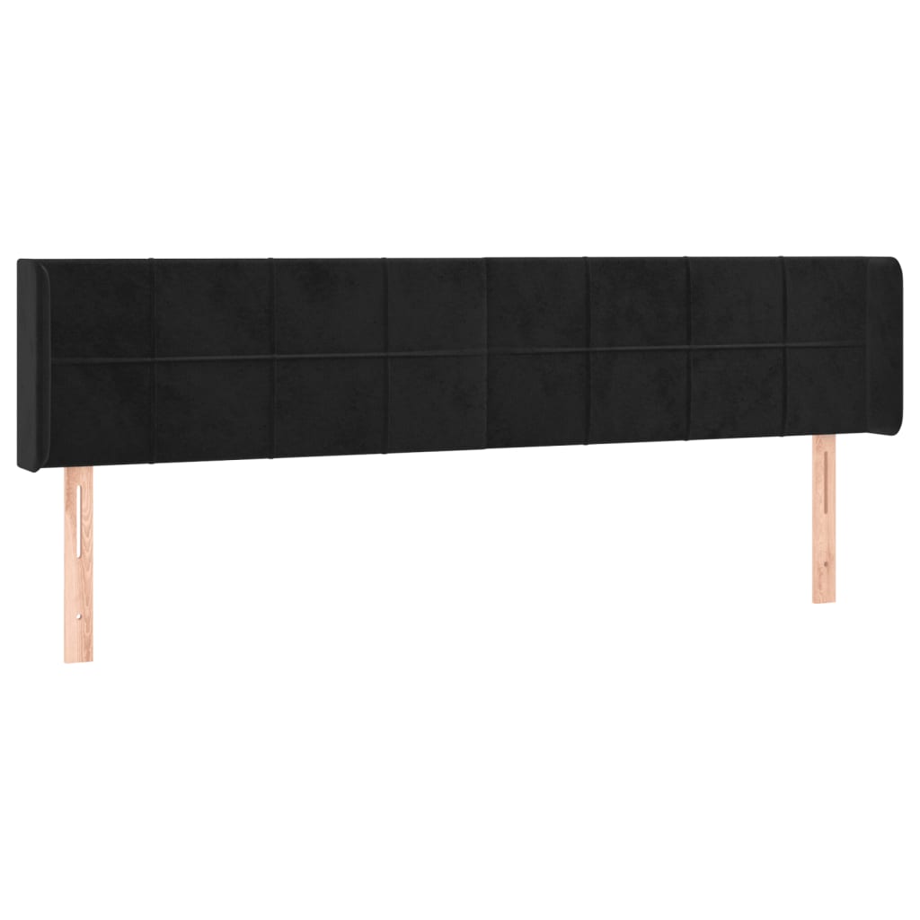 Testiera ad Orecchio Nera 203x16x78/88 cm in Velluto