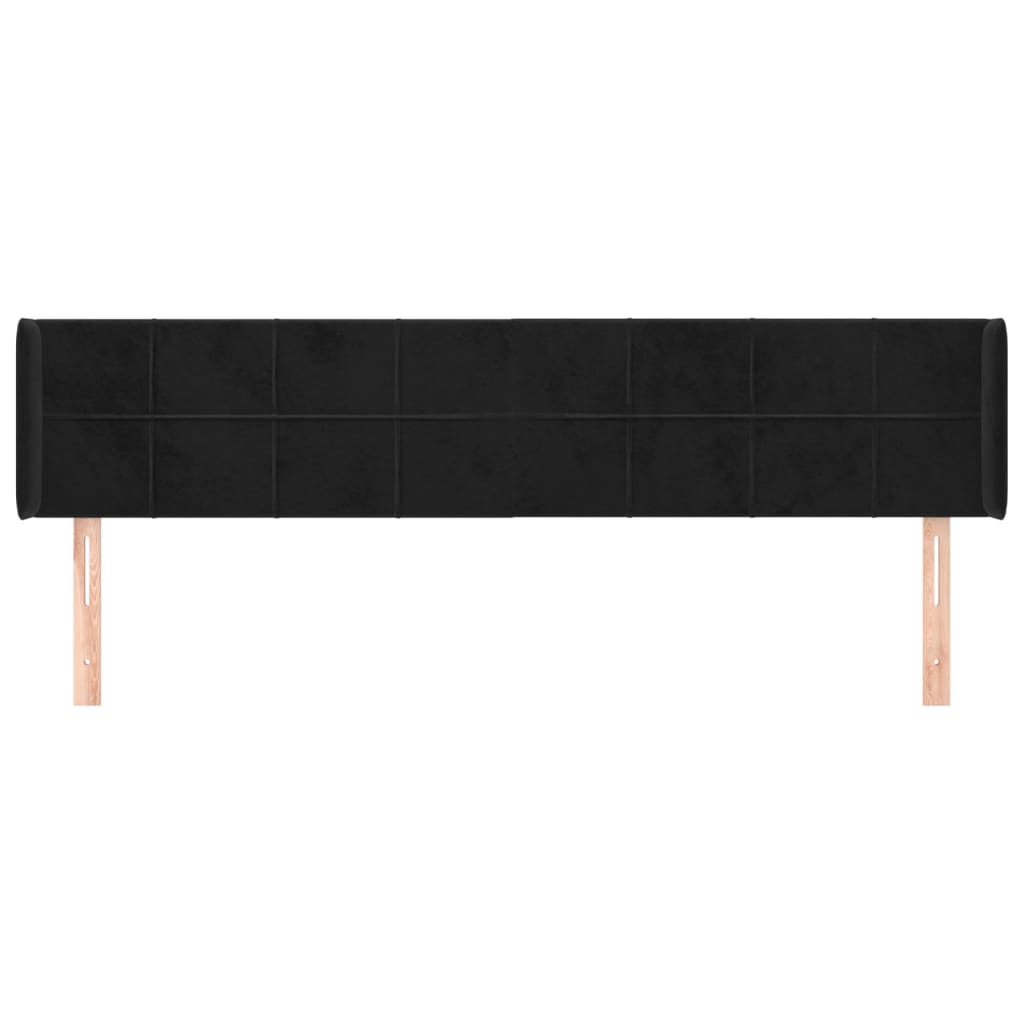 Testiera ad Orecchio Nera 203x16x78/88 cm in Velluto