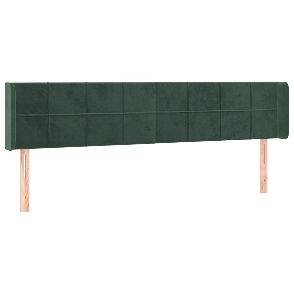 Testiera ad Orecchio Verde Scuro 203x16x78/88 cm in Velluto