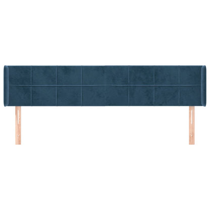 Testiera ad Orecchio Blu Scuro 203x16x78/88 cm in Velluto