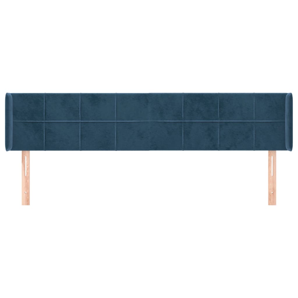 Testiera ad Orecchio Blu Scuro 203x16x78/88 cm in Velluto