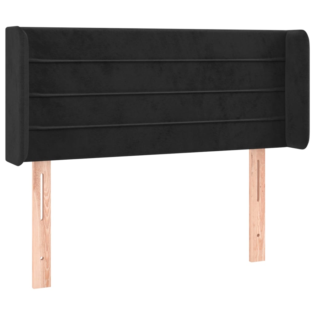 Testiera ad Orecchio Nera 93x16x78/88 cm in Velluto