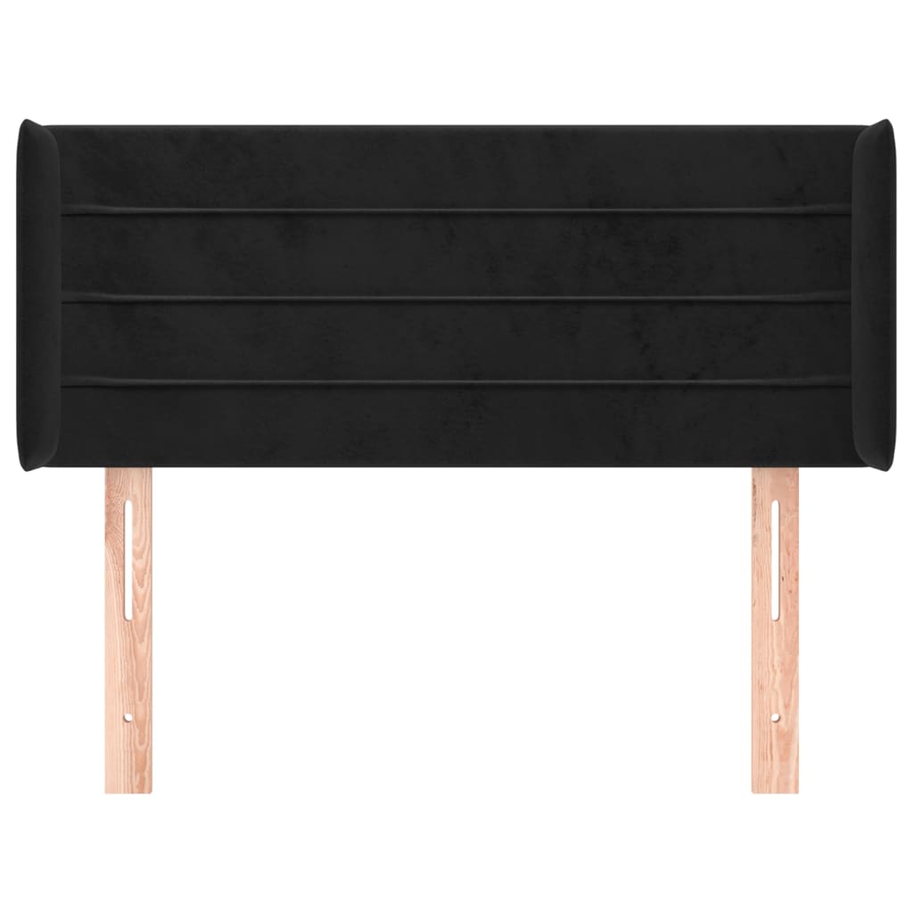 Testiera ad Orecchio Nera 93x16x78/88 cm in Velluto