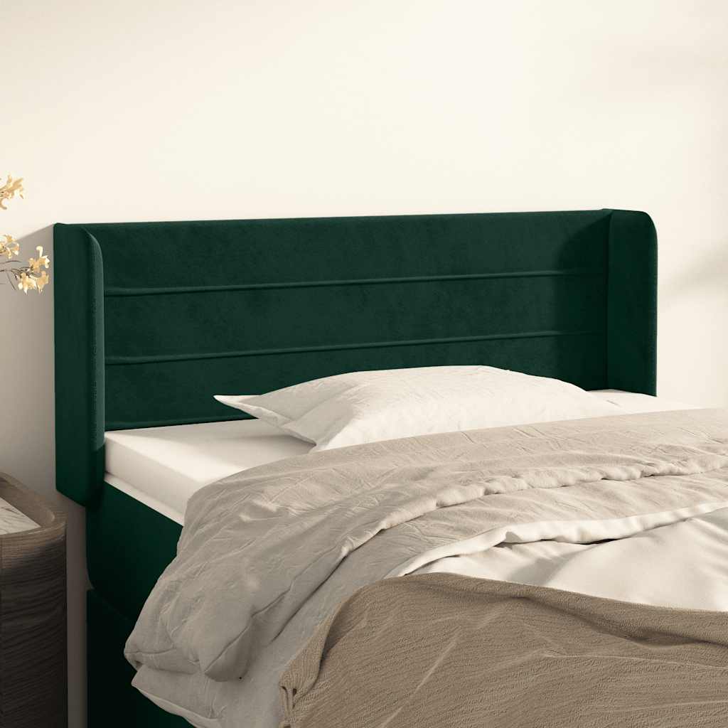 Testiera ad Orecchio Verde Scuro 93x16x78/88 cm in Velluto