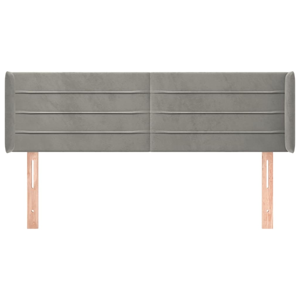 Testiera ad Orecchio Grigio Chiaro 147x16x78/88 cm in Velluto