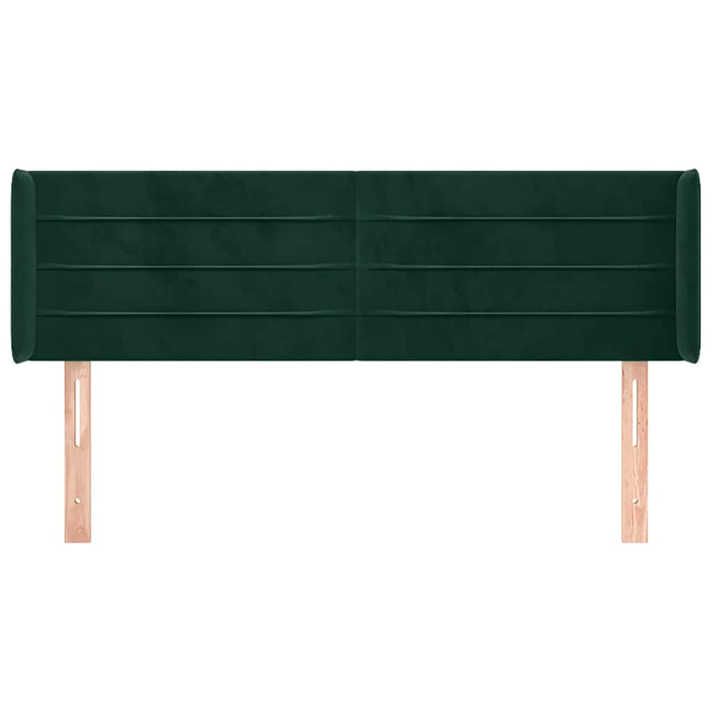 Testiera ad Orecchio Verde Scuro 147x16x78/88 cm in Velluto