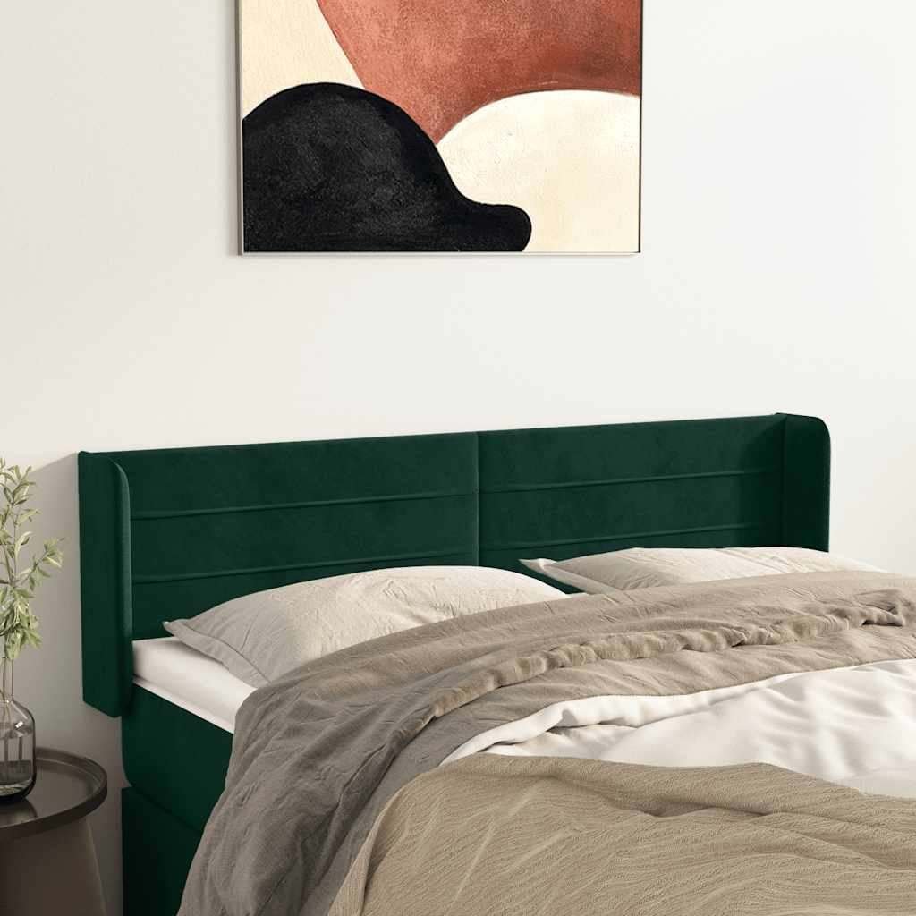 Testiera ad Orecchio Verde Scuro 147x16x78/88 cm in Velluto
