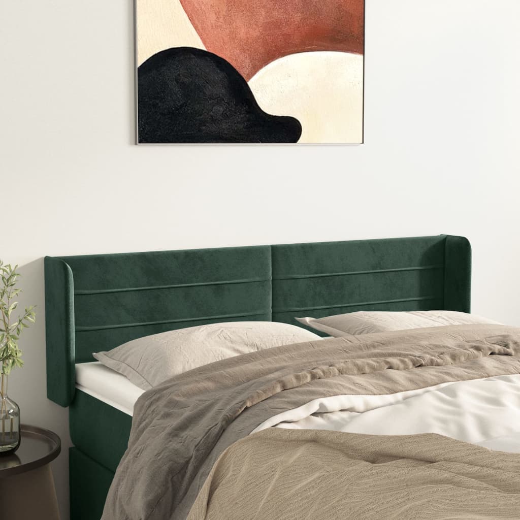Testiera ad Orecchio Verde Scuro 147x16x78/88 cm in Velluto