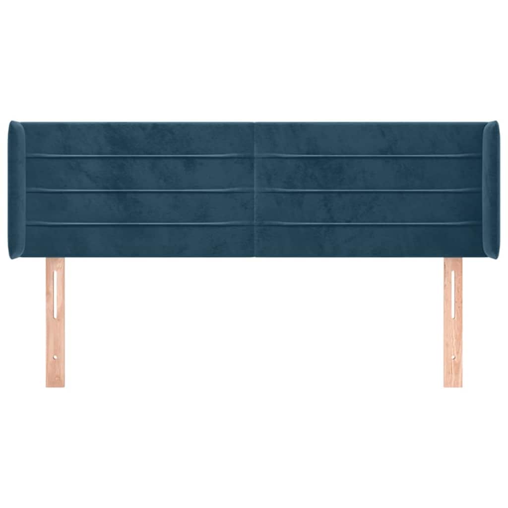 Testiera ad Orecchio Blu Scuro 147x16x78/88 cm in Velluto