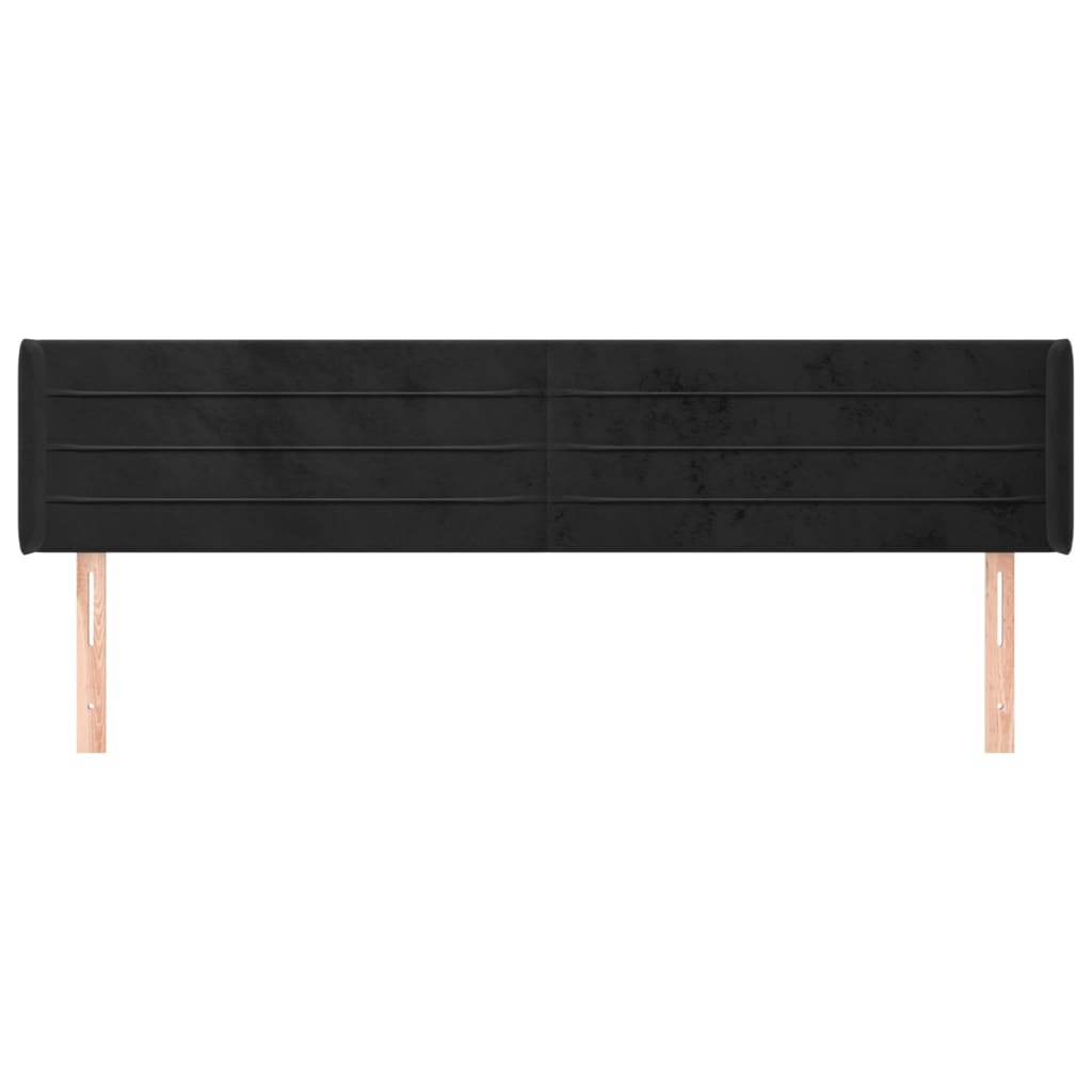 Testiera ad Orecchio Nera 163x16x78/88 cm in Velluto