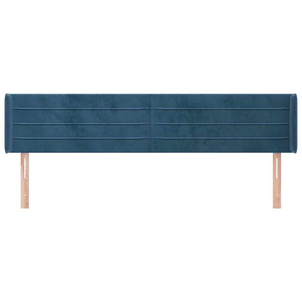 Testiera ad Orecchio Blu Scuro 163x16x78/88 cm in Velluto