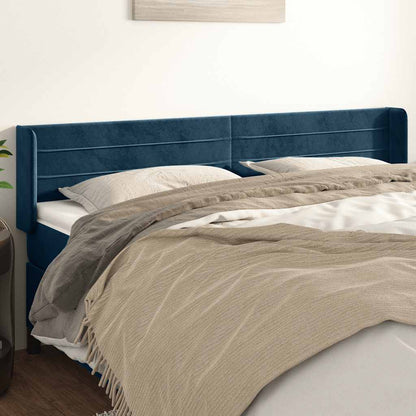 Testiera ad Orecchio Blu Scuro 163x16x78/88 cm in Velluto