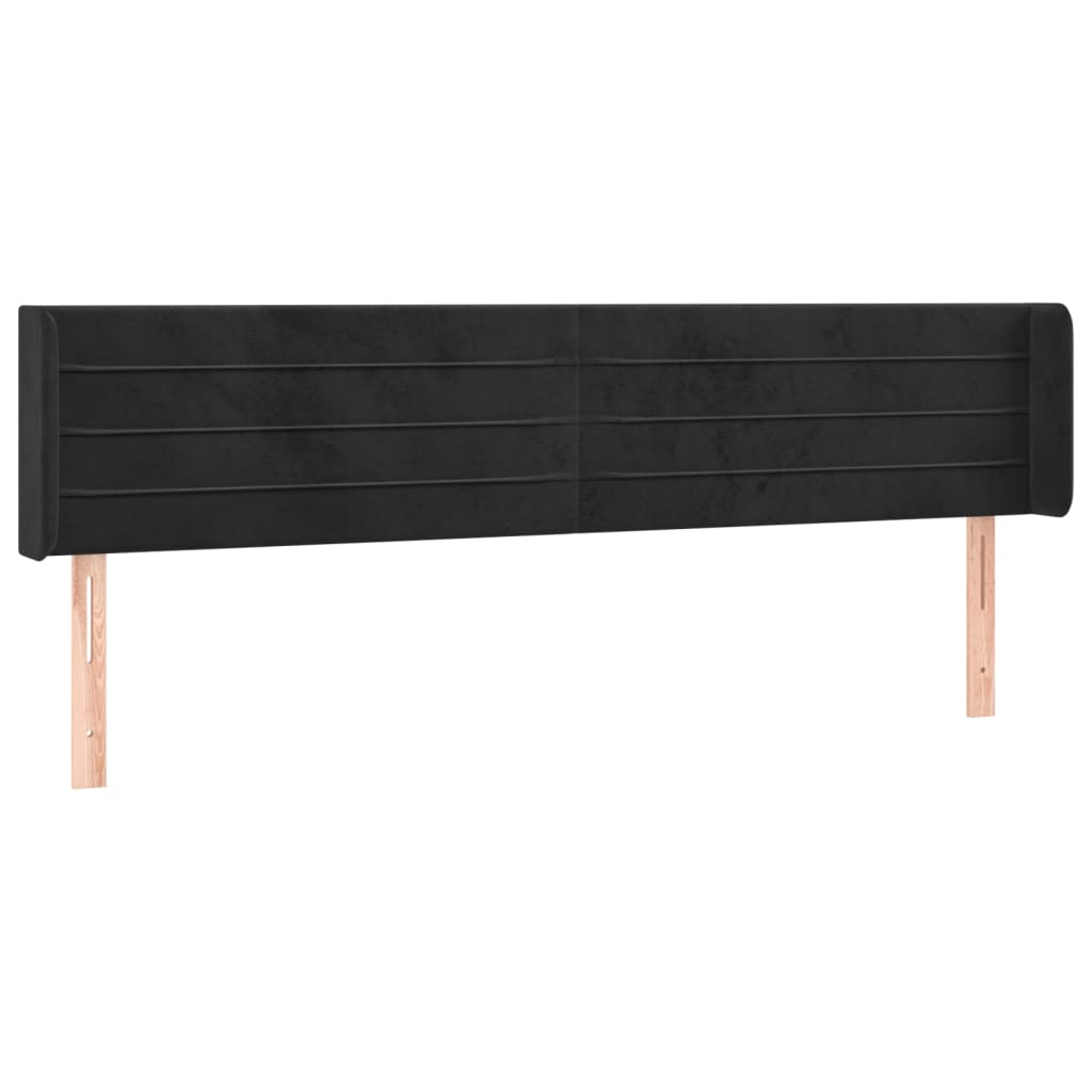 Testiera ad Orecchio Nera 183x16x78/88 cm in Velluto