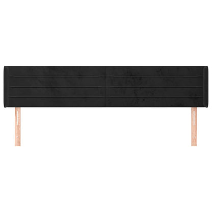 Testiera ad Orecchio Nera 183x16x78/88 cm in Velluto
