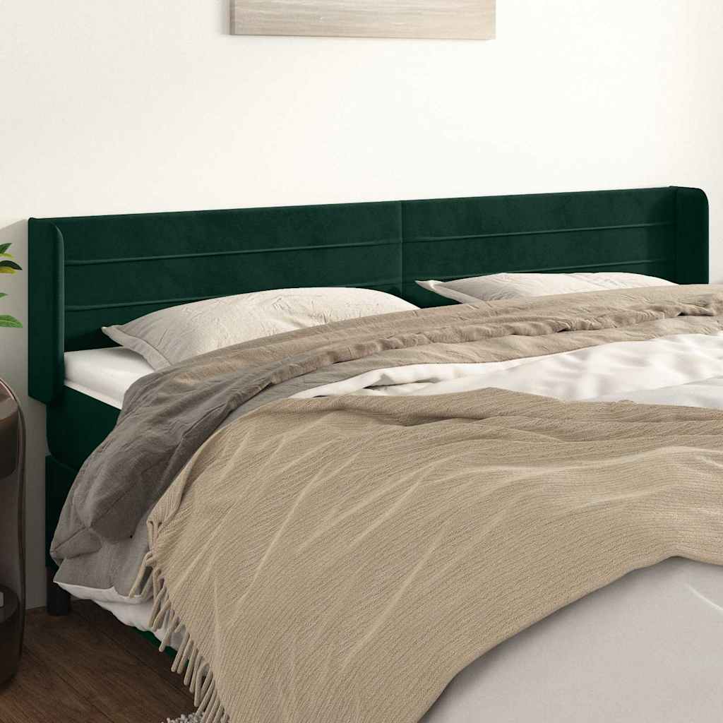 Testiera ad Orecchio Verde Scuro 183x16x78/88 cm in Velluto