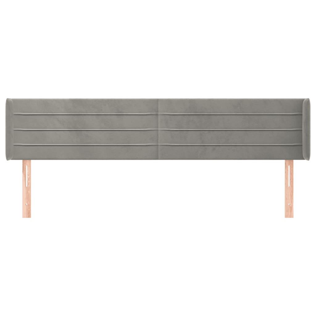 Testiera ad Orecchio Grigio Chiaro 203x16x78/88 cm in Velluto