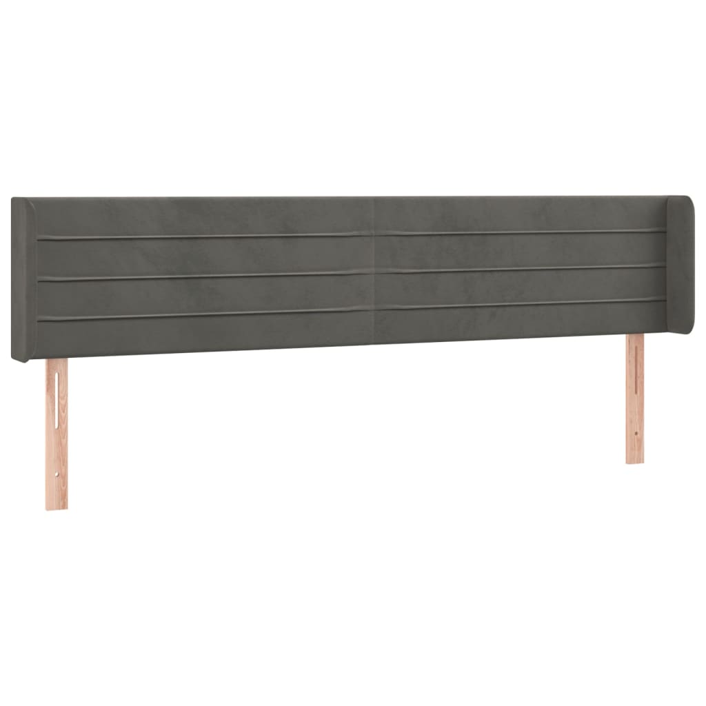 Testiera ad Orecchio Grigio Scuro 203x16x78/88 cm in Velluto