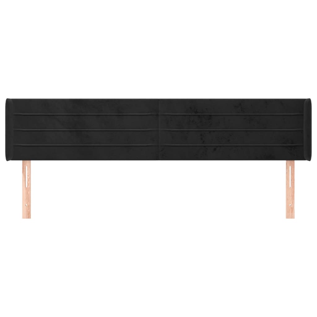 Testiera ad Orecchio Nera 203x16x78/88 cm in Velluto
