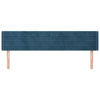 Testiera ad Orecchio Blu Scuro 203x16x78/88 cm in Velluto