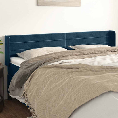 Testiera ad Orecchio Blu Scuro 203x16x78/88 cm in Velluto